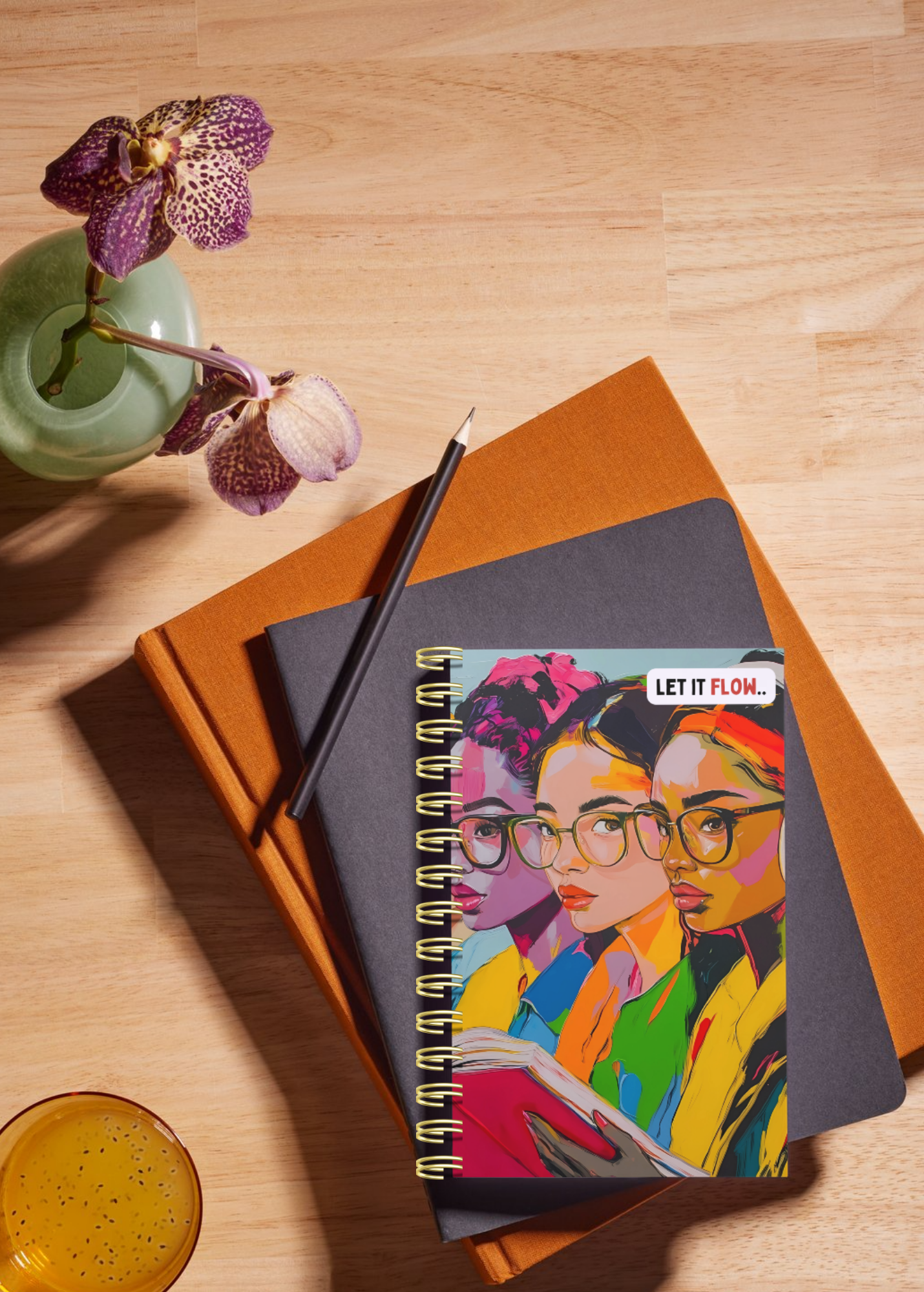 "Let it Flow" - A5 Notebook, 200 Pages with 100gsm, Wire-bound for Notes/ Studying/ Writing